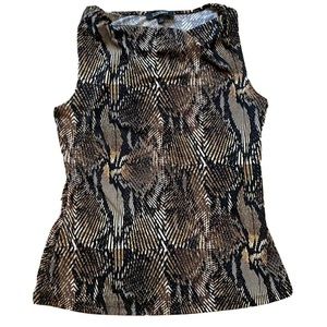 Ellen Tracy Drape Neck Sleeveless Top New with tags Neutral small